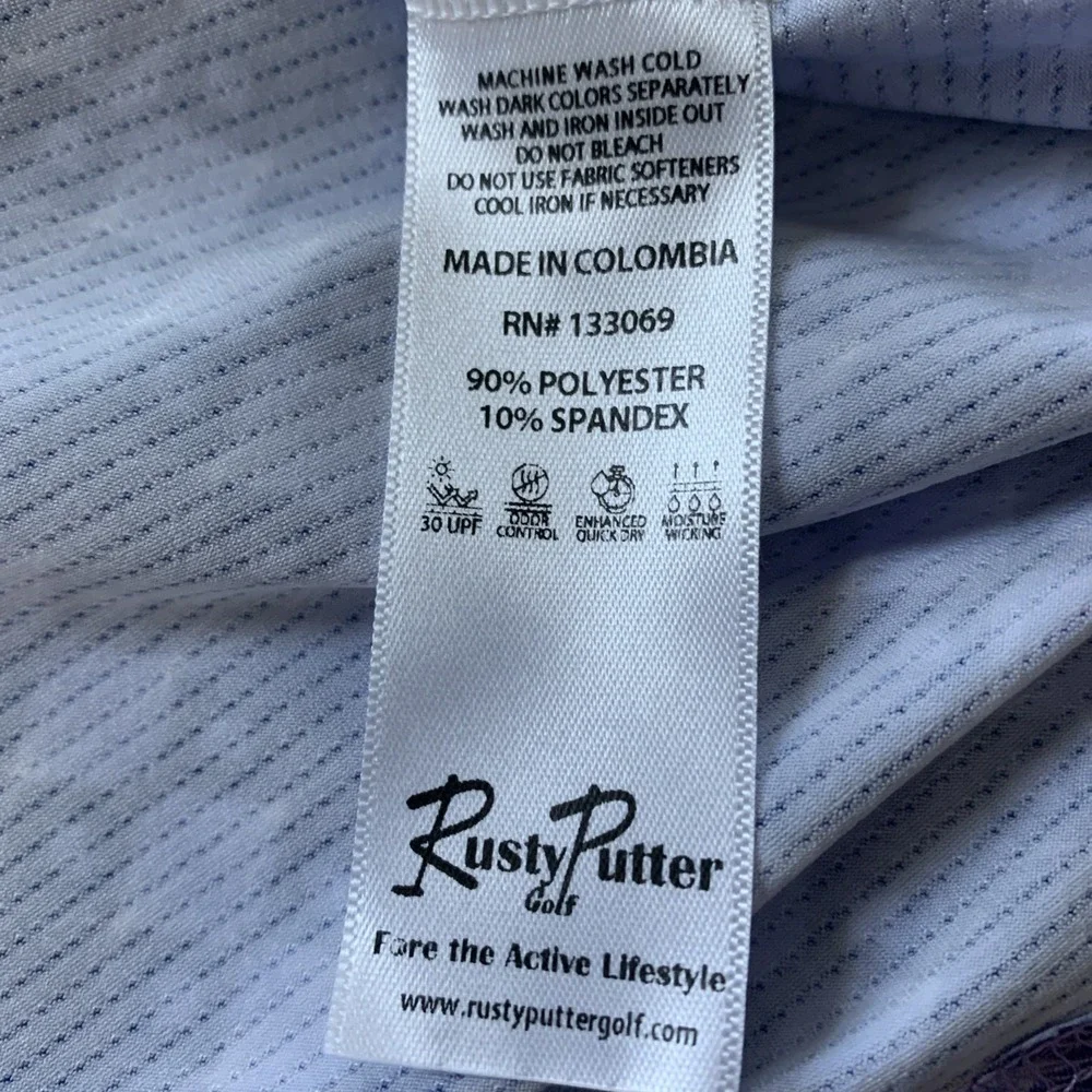 NWT Rusty Putter‎ Golf Polo Size XL Purple White Abstract Pattern Geometric